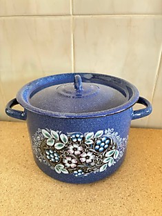 1с17с. «Голубика». Кастрюля 4.5 л. цилиндр синий с зерном.