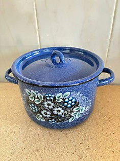 1с16с. «Голубика». Кастрюля 2.9 л. цилиндр синий с зерном.