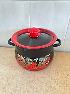 С1912.38. Кастрюля 4л. Эмаль красно-четырная