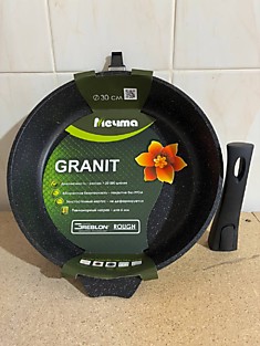 030802. Сковорода 30 см. Съемная ручка. АП Гранит black