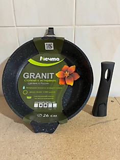 026802. Сковорода 26 см. Съемная ручка. АП Гранит black