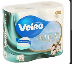 Туалетная бумага VEiro Delica 3х слойная 4 шт 