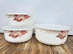 6916ш-3. Набор 3-х салатников с крышками «Розочка»