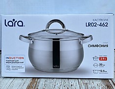LR02-462. Кастрюля LARA (нерж.) 3.9 л.